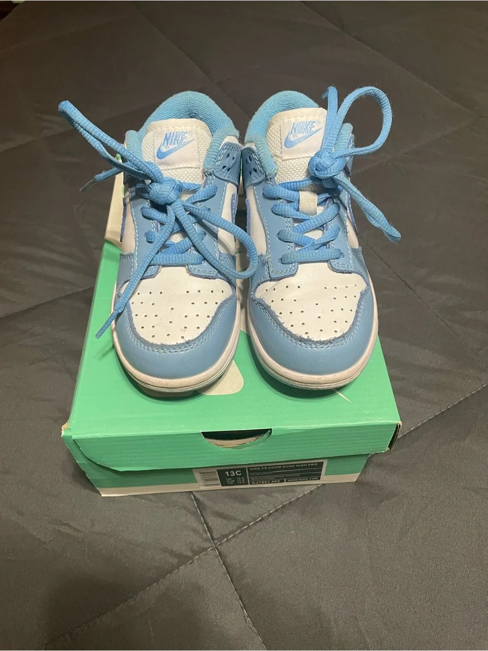 Nike Kids SB Dunk Light Blue and White Low-Top Sneakers